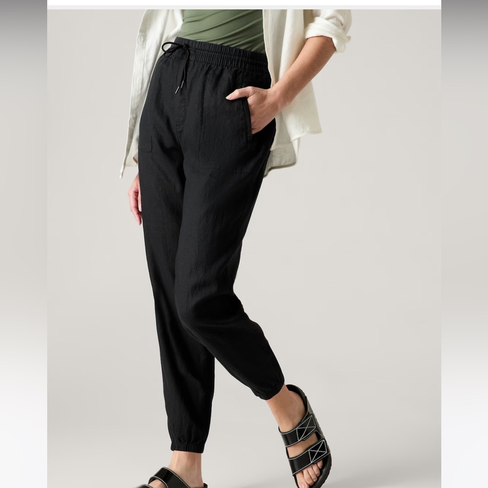 Athleta Black RETREAT LINEN HIGH RISE JOGGER